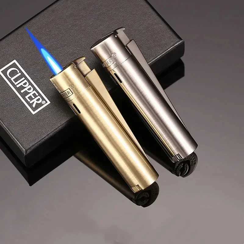 Clipper cigarette Lighter Windproof Straight Jet Blue Flame Lighter Flame Outlet With Dust Cap Butane Torch Lighter Men GadgetT250224