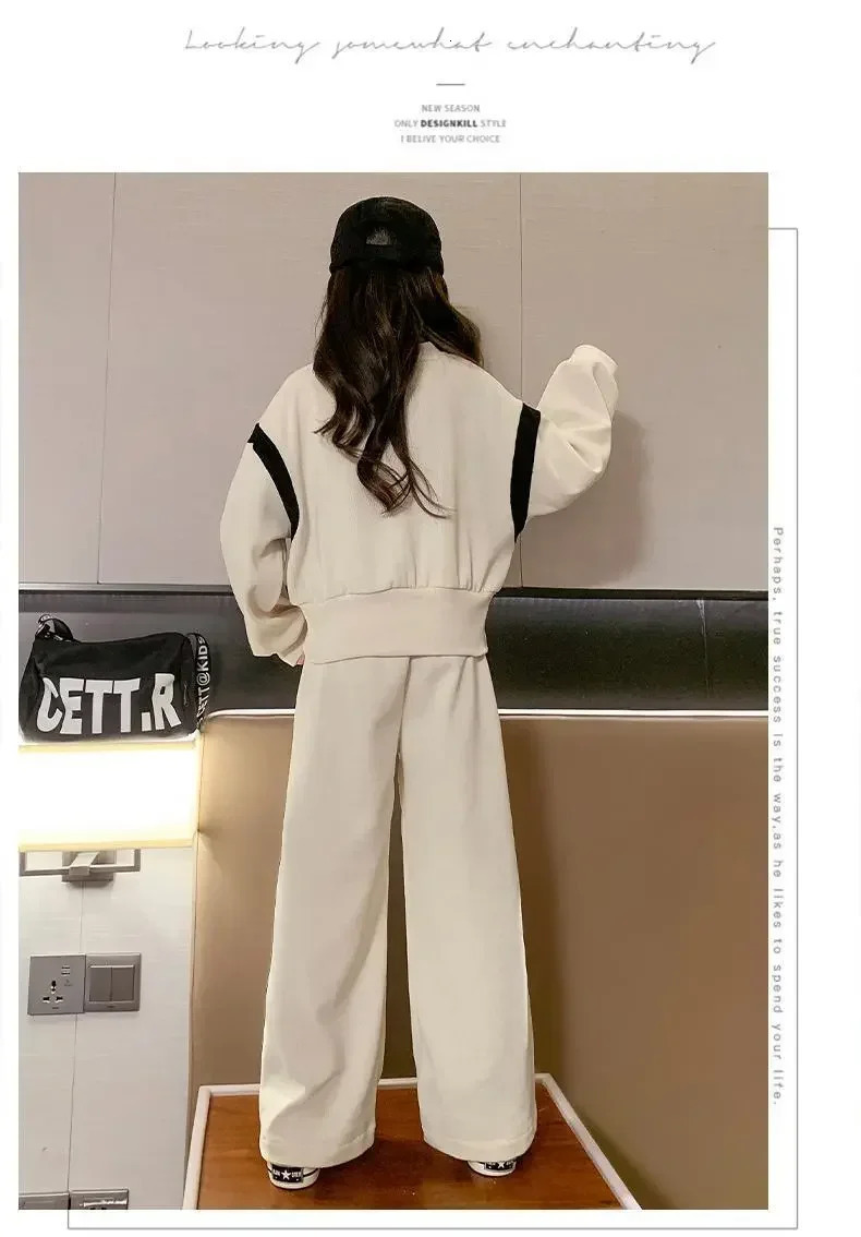 Girls Casual Sports Suit Clothes Spring and Autumn Junior Children Korean Fashion Splicing Tops Long Pants 2 Piece Sets 3-15Y 250224