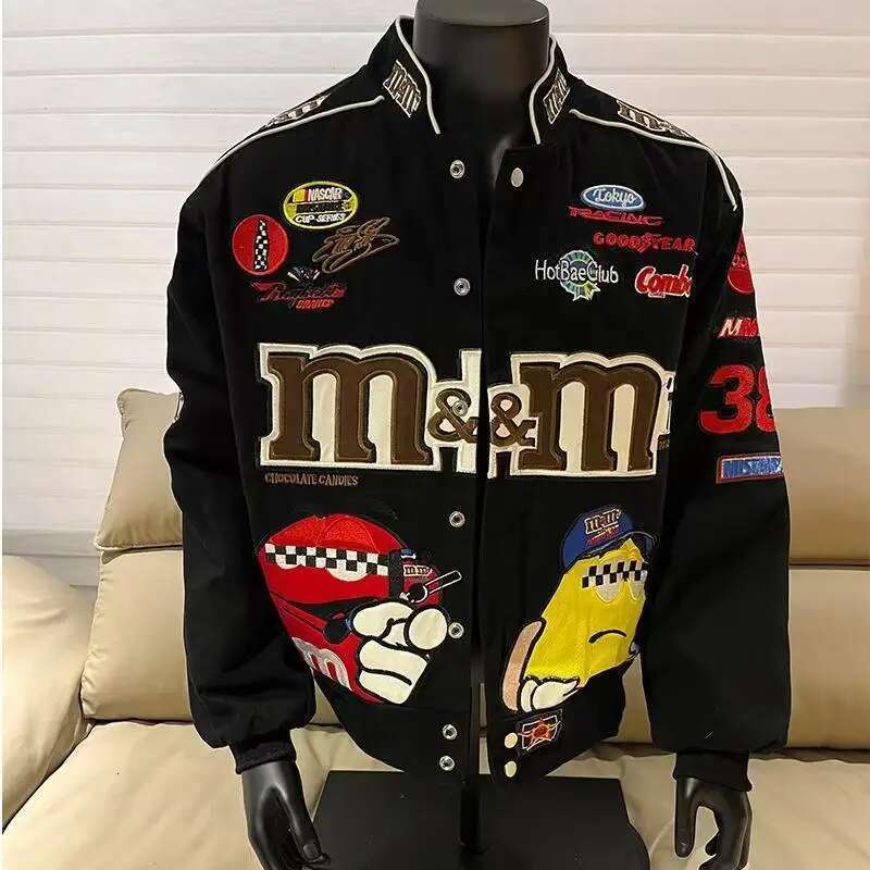 American Cartoon Embroidery Men Baseball Unisex Spring Autumn vintage Fashion Crand Loose Jacket motorcycle Printing Coat