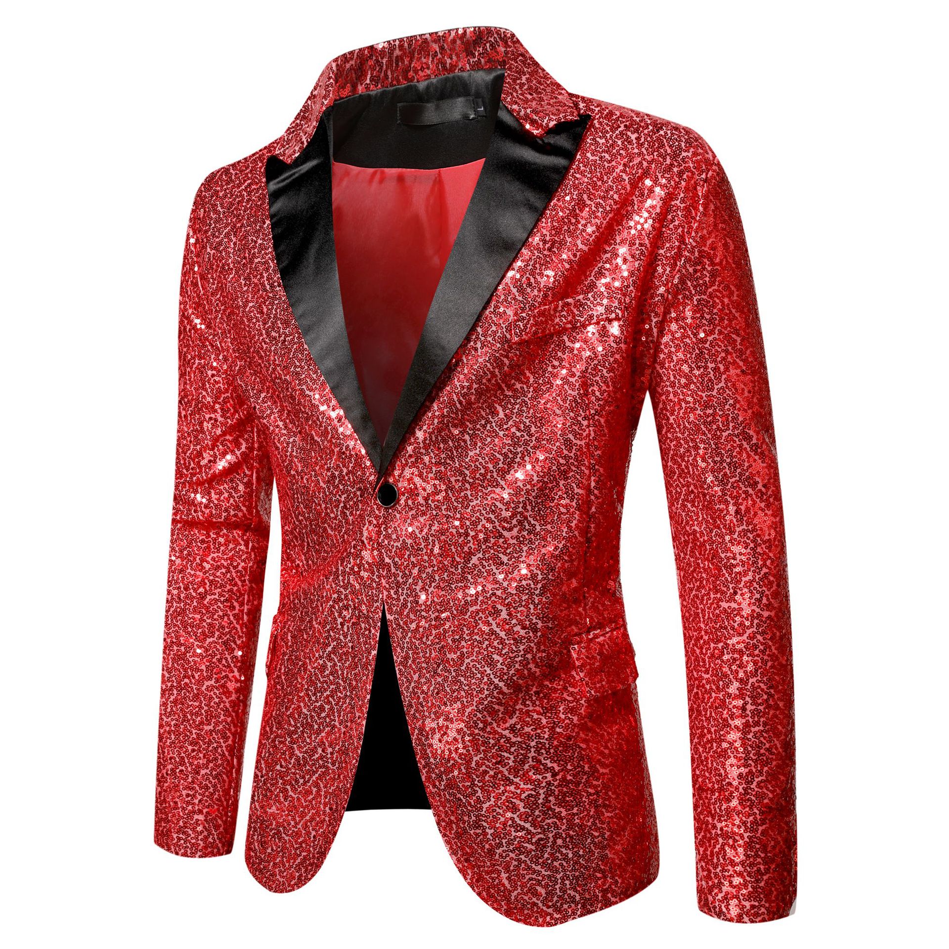 K896 Two-Color Sequin Small Suit - Large Size Men's Stage Performance Costume for Singers