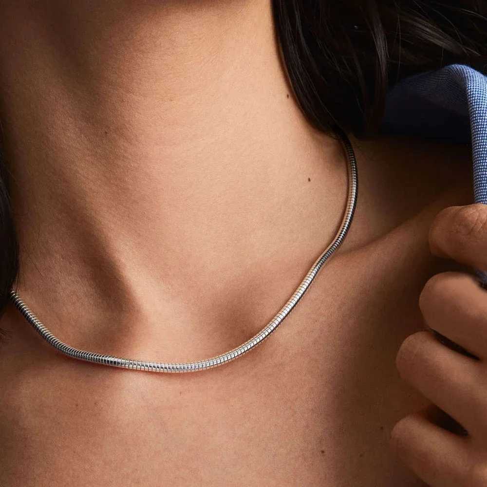 ALIZERO 925 Sterling Silver M Snake Chain Necklace For Wen Men Fashion Hip Hop Simple Necklaces Jewelry s 40-75cm X250224