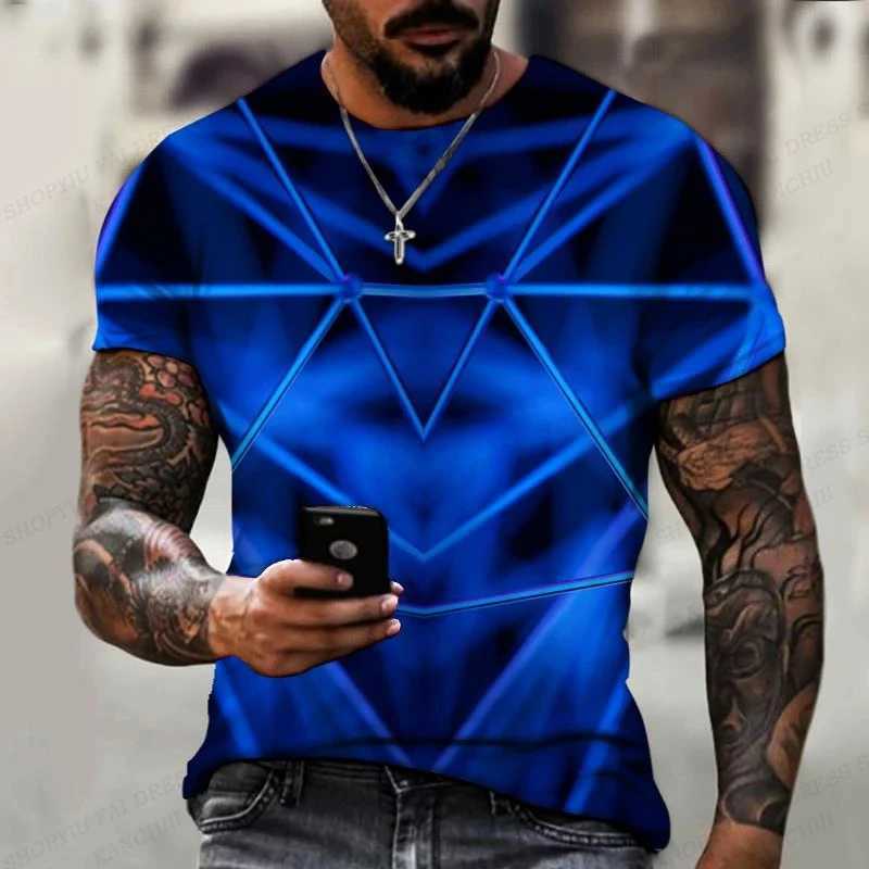 Diamond 3D Printed T-shirt Men Fashion Short Sleeve Shirt Outdoors Round Neck Shirt Oversized Tops Tees Stereoscopic Clothing W250224