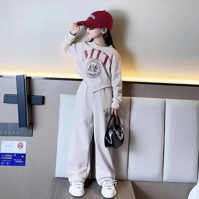 Children Clothing Suit for Girls Teen Spring Sweater Sports 2Pcs Sets Irregular Child Loungewear Kids Tracksuits 250224