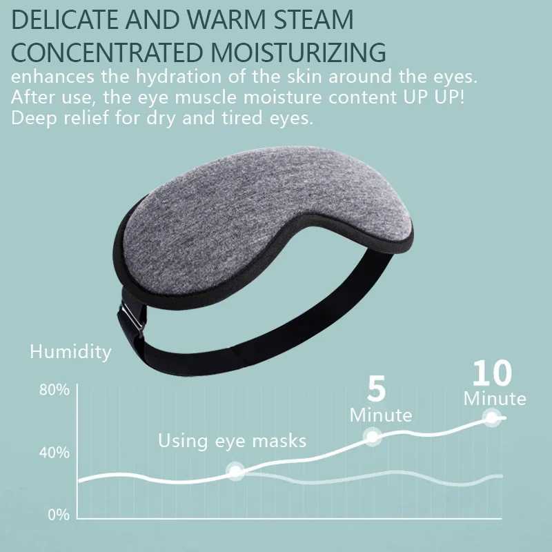 Heated Eye Mask USB Charging Home Use Shading 3D Steam Deep Relaxation Sleep Protector Compress Relieve Eye Fatigue Smart TimingXJ250224