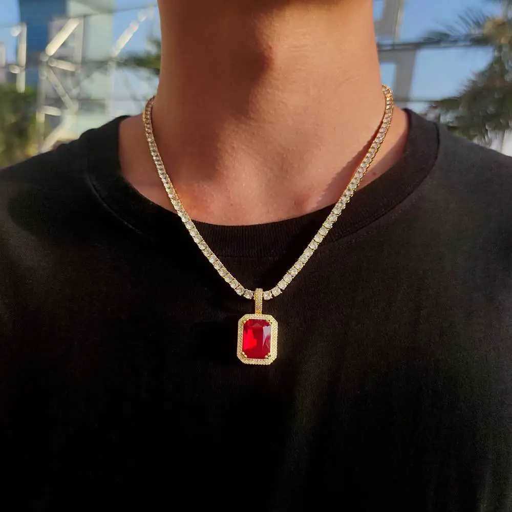 Dainty Luxury Bezel Birthstone Stone Pendant Necklace d Out CZ Black Sapphire Emerald Ruby Gemstone Pendant With Rope Chain X250224