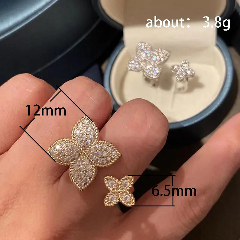 CAOSHI Chic Aesthetic Flower Opening Ring for Female Daily Party Accessories with Bright Zirconia Stylish Women Wedding Jewelry 250220