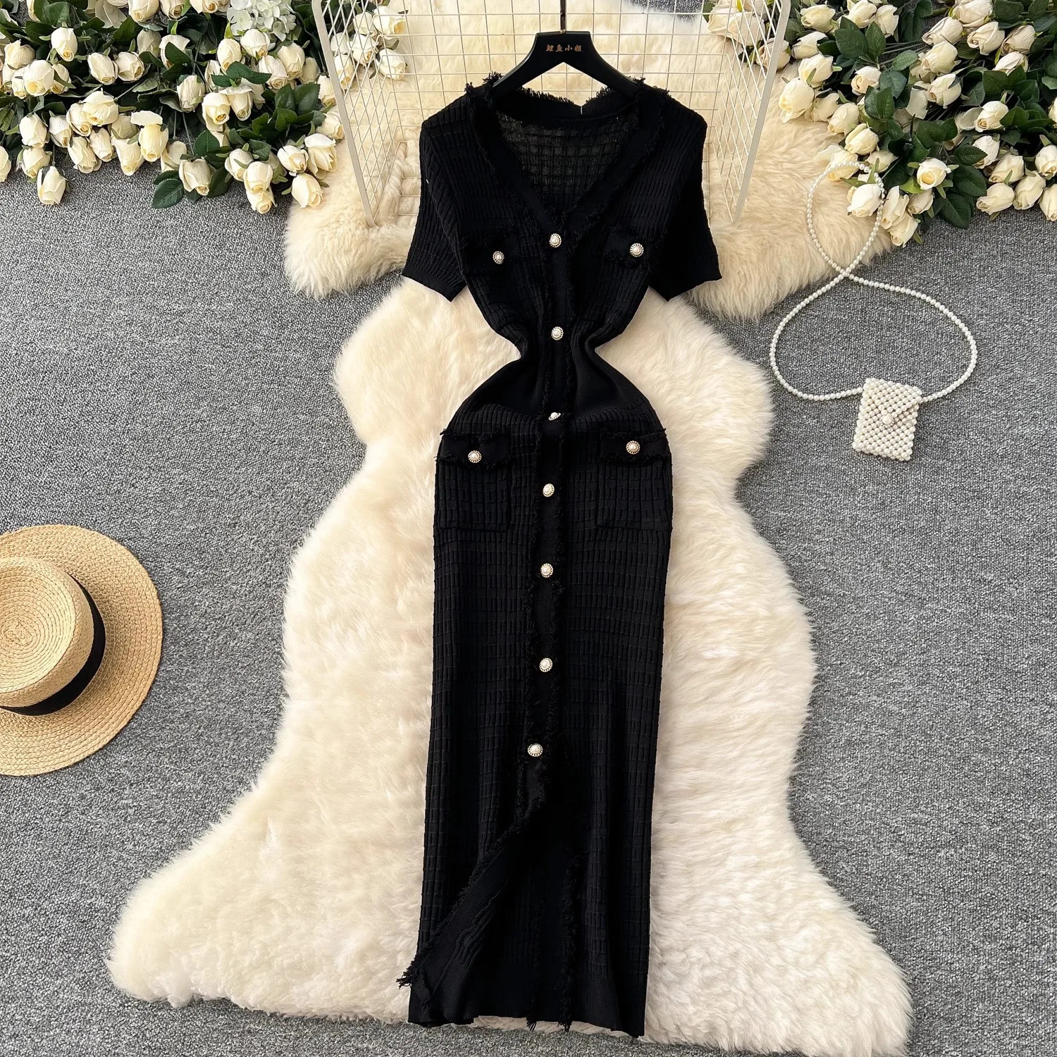 YuooMuoo Chic Fashion Sexy Slim Wrap Bodycon Dress Summer Style Women Knitted Long Elegant Office Lady Vestidos 250222