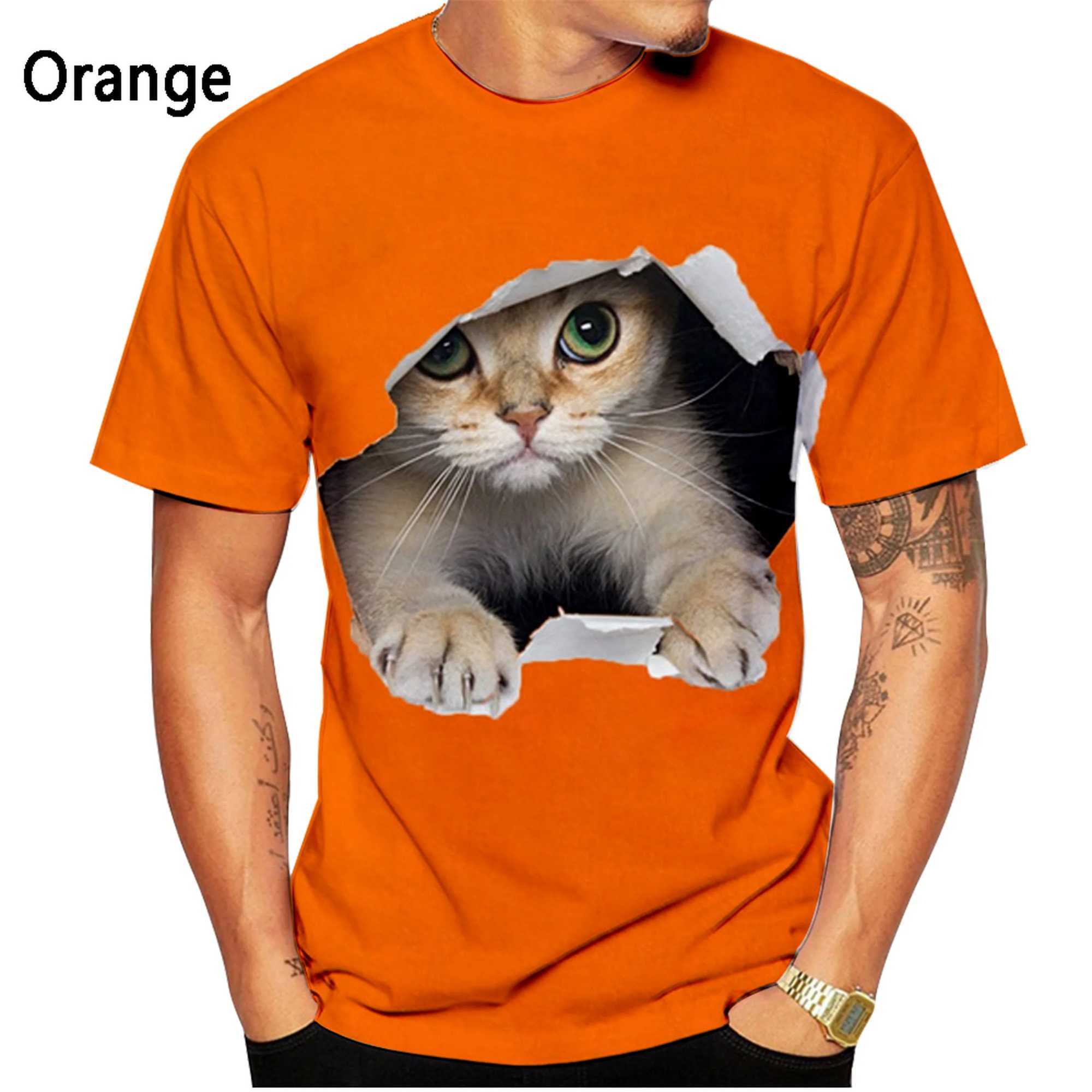 New Fashion Cute Cat 3D Printing T-Shirt Mens Ladies Summer Casual Short Sleeve Round Neck Shirt Top W250224
