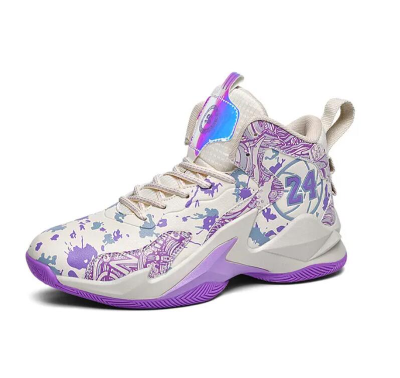 24 Basketball Shoes Black Purple Shock-Absorbing Non-Slip Sports Sneakers 35-45 Z 2.24-2