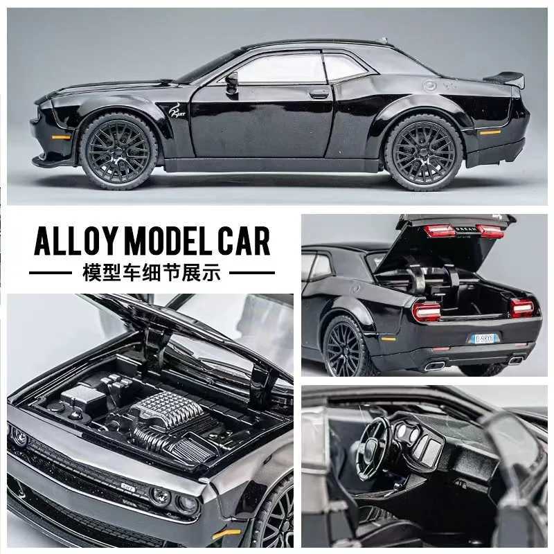 1 32 Dodge Challenger Hellcat Redeye Alloy Die Cast scle Car Model Sound and Light Childrens Toy Collectibles Birthday Gift Free shipping