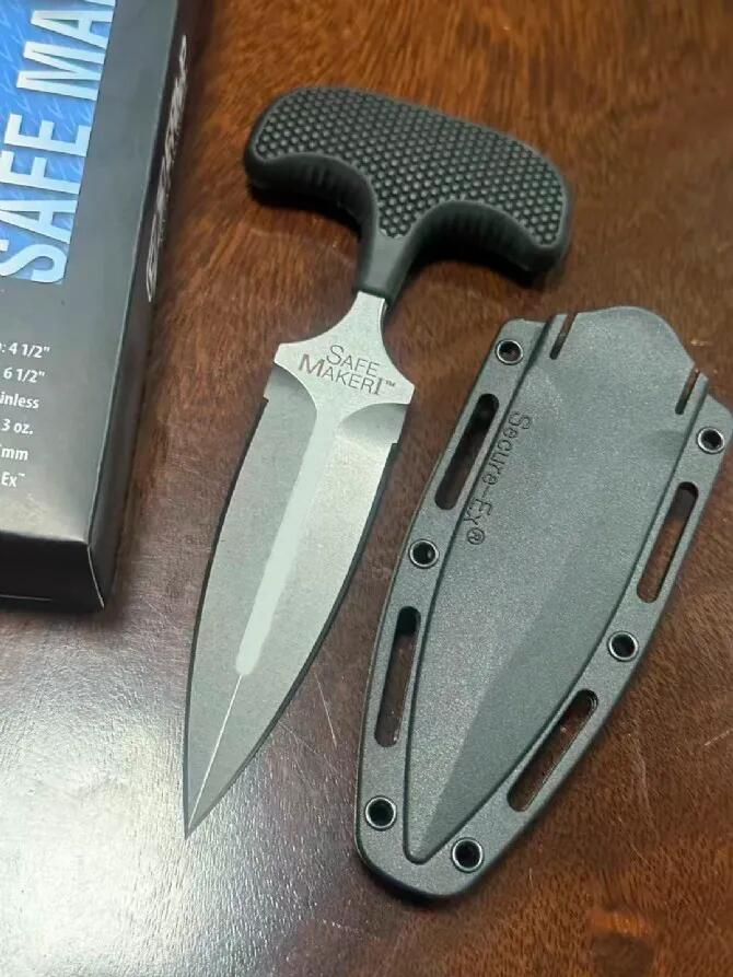 12DBST Fixed Blade Knives 3.15'' AUS-8A Steel Plain Edge, Kray-Ex Handles