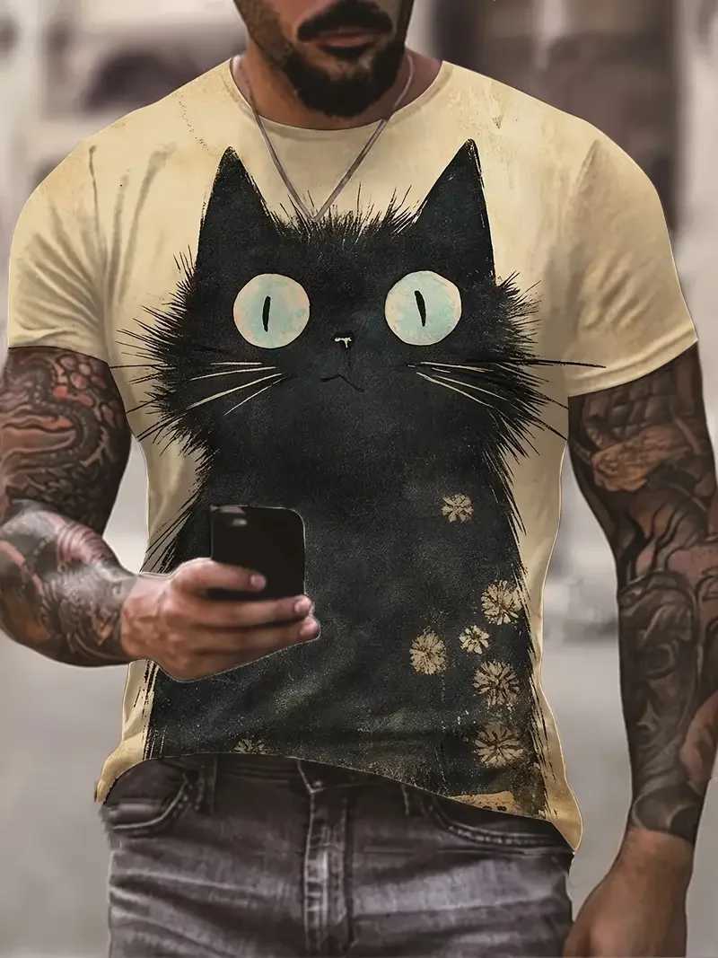 Summer Funny Mens T Shirt Cartoon Animal Print Casual Short Sleeve Pullover Fashion T-shirts Outdoor Male Overszied Clothing W250224