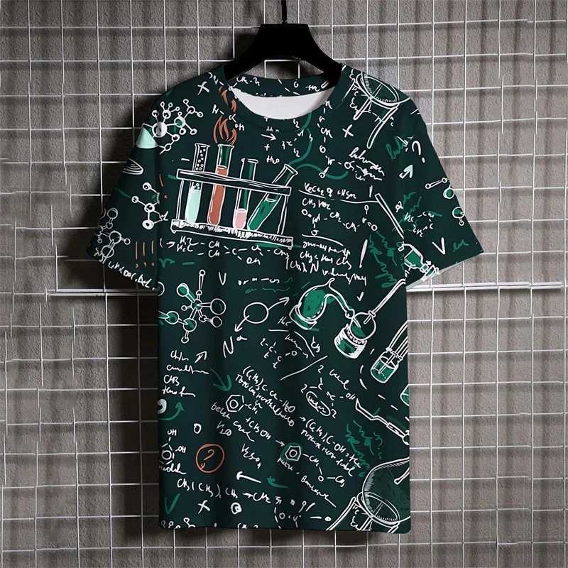 3D Printed Math Formula T-Shirt For Men Experiment Pattern T Shirts Summer Casual Short Sleeves Round Neck Tops Trend Loose Tees W250224