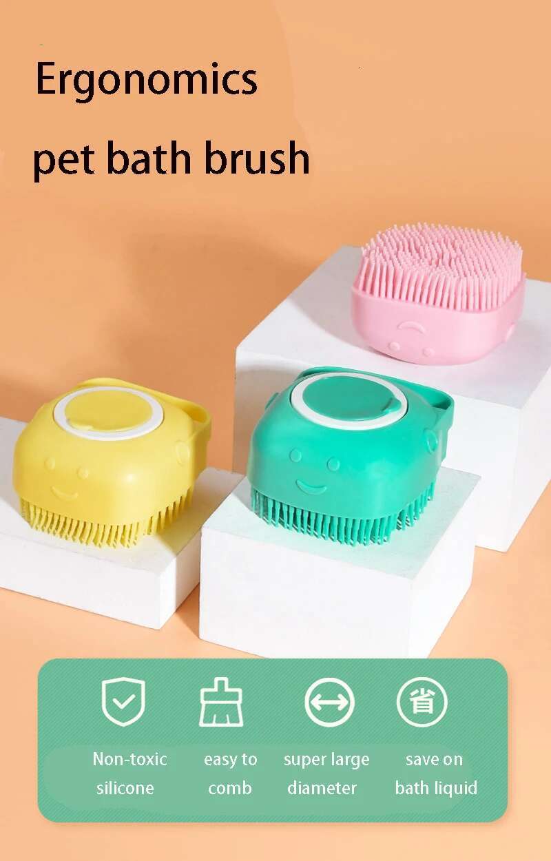 Bathroom Puppy Big Dog Cat Bath Massage Gloves Brush Soft Safety Silicone Pet Accessories for Dogs Cats Tools