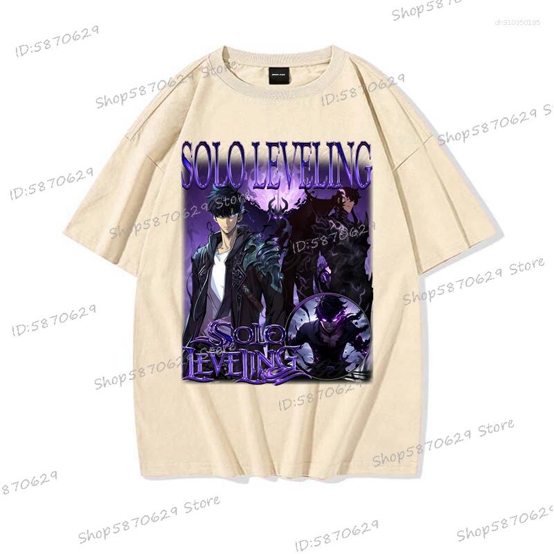 Men's T Shirts Retro Anime T-shirts Men Women Solo Leveling Crew Neck Casual Shirt Summer Short Sleeve Cotton Fashion Sung Jin Woo Tees