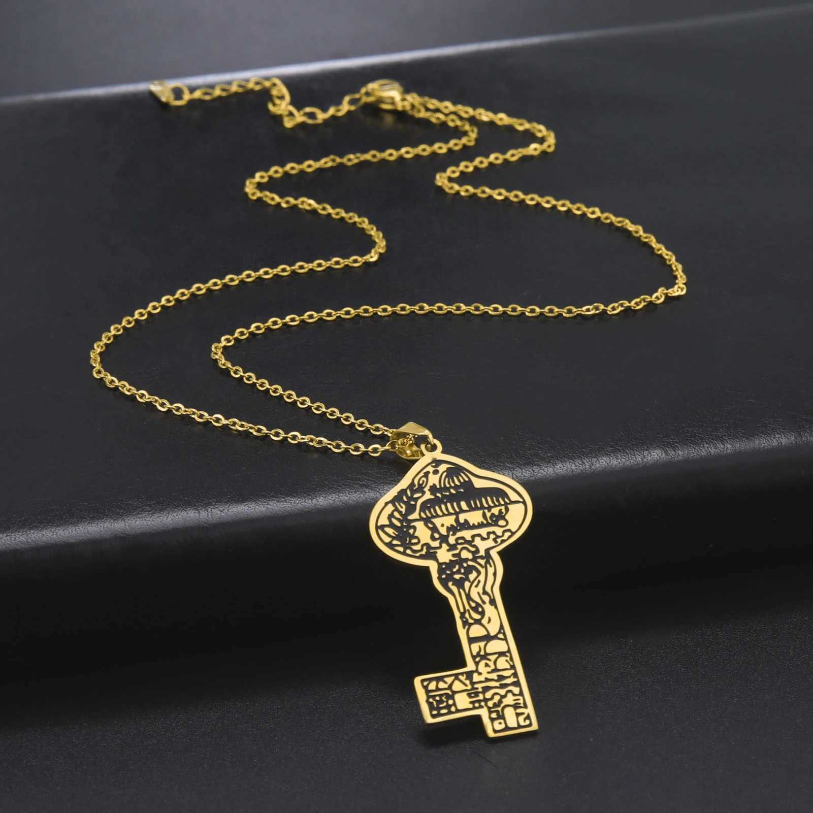 Cazador Vintage Arabic Islamic Key Pendant Necklace for Wen Men Stainless Steel Chain on Neck Jewelry s Mother Gift X250224