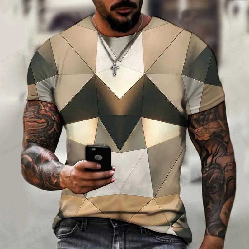 Diamond 3D Printed T-shirt Men Fashion Short Sleeve Shirt Outdoors Round Neck Shirt Oversized Tops Tees Stereoscopic Clothing W250224