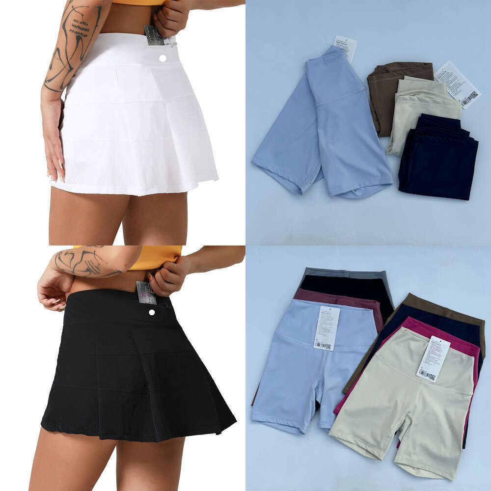 Women Yoga Outfits High Waist Tennis Skirts Exercise Pleated Skirt Short Dresses Wear Girls Running Lululiness Lemonly Pants Sportswear