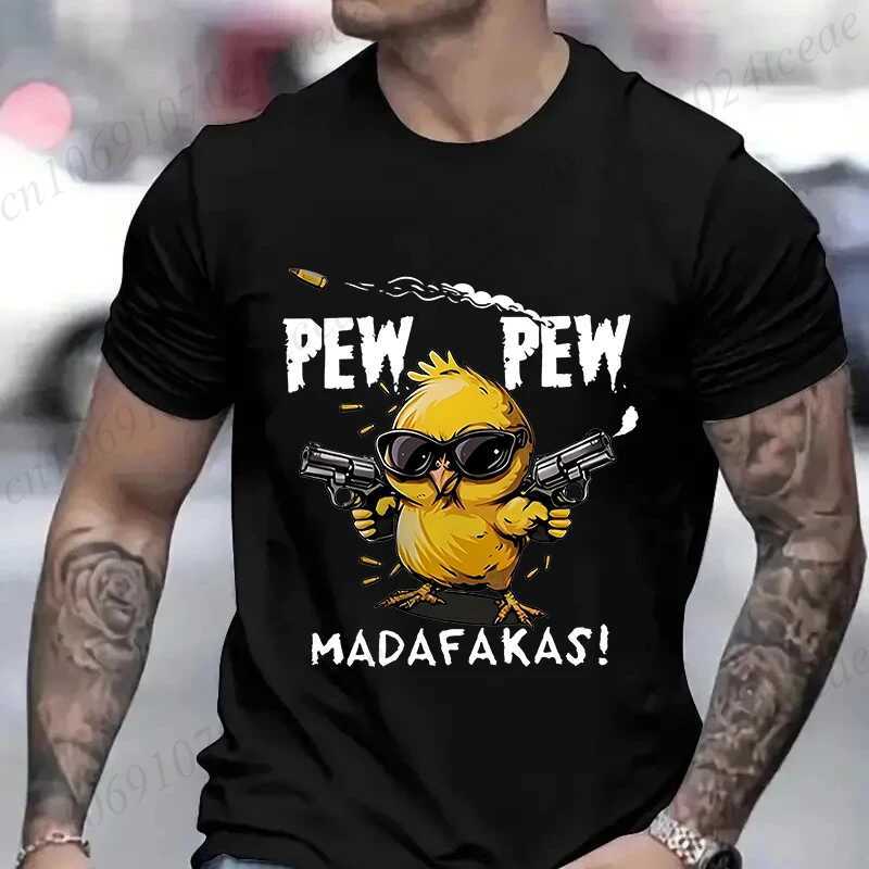 Pew Madafakas Mens T-shirt Cute Chick Fun Graphic Top Summer Short sleeved T-shirt Fashion Street Mens Ultra fine Clothes W250224