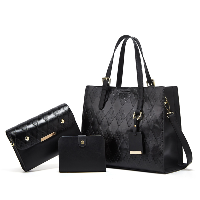 New women's bag with large capacity diamond grid multi piece set mother bag single shoulder crossbody V women bag three piece set