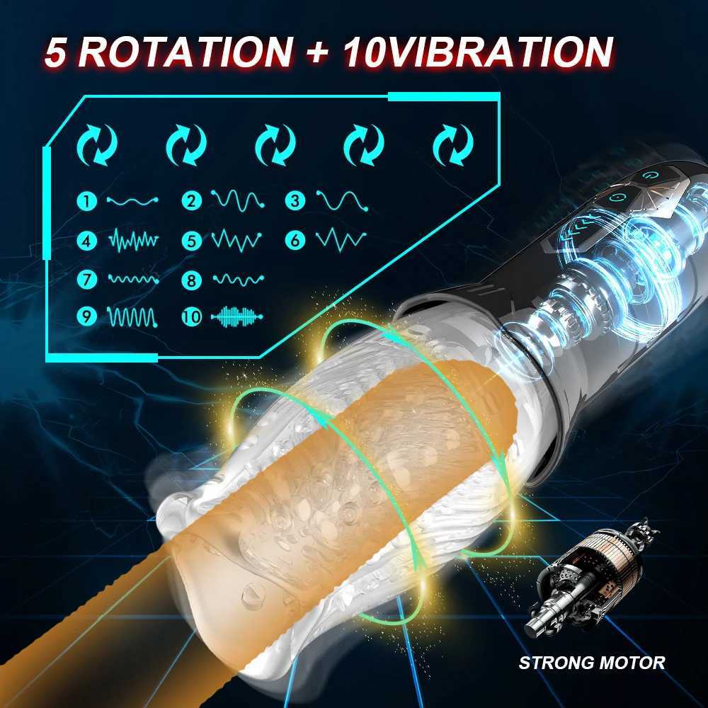 Automatic Electric 360 Rotating Sucking Male Blowjob Piston Masturbator Cup Vagina Real Oral Vibrator Sex Toys for Adults MenW250224