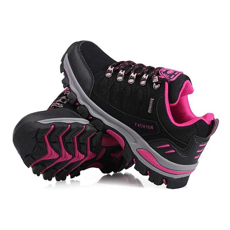 Autumn Spring Women Outdoor Leather Trekking Hiking Shoes Woman Mountain Sneakers Treking Walking Camping Trail ClimbingC250222