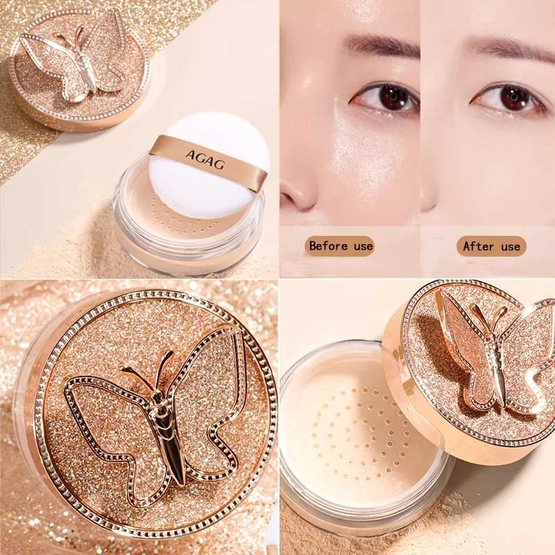 Butterfly-Themed Luxury Loose Powder for Women Face Foundation Powder Waterproof Sweatproof Concealer Oil-Control Beauty MakeupXJ250224