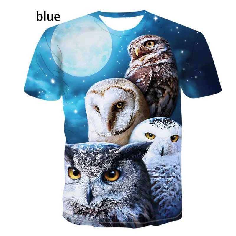 Mens Womens Fashion Printing Owl 3D Men T-Shirt Summer Cute Bird Pattern Short Sleeves Animal Tee W250224