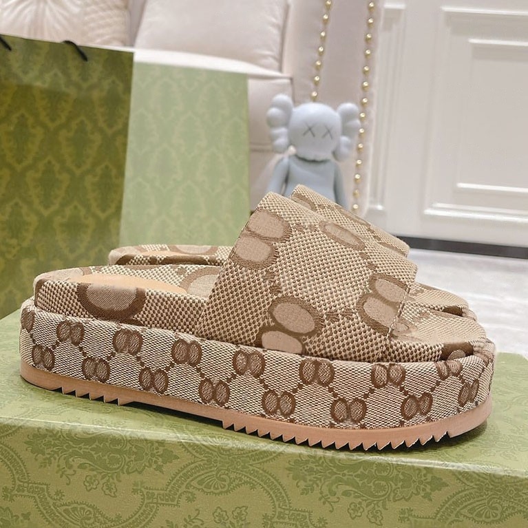 Slipper Designer Womens Rubber Slide Sandal Platform Sliders Black Chunky Mule Pool Flip Flops Thick Bottom Slides Summer Beach Slides Eur35-44