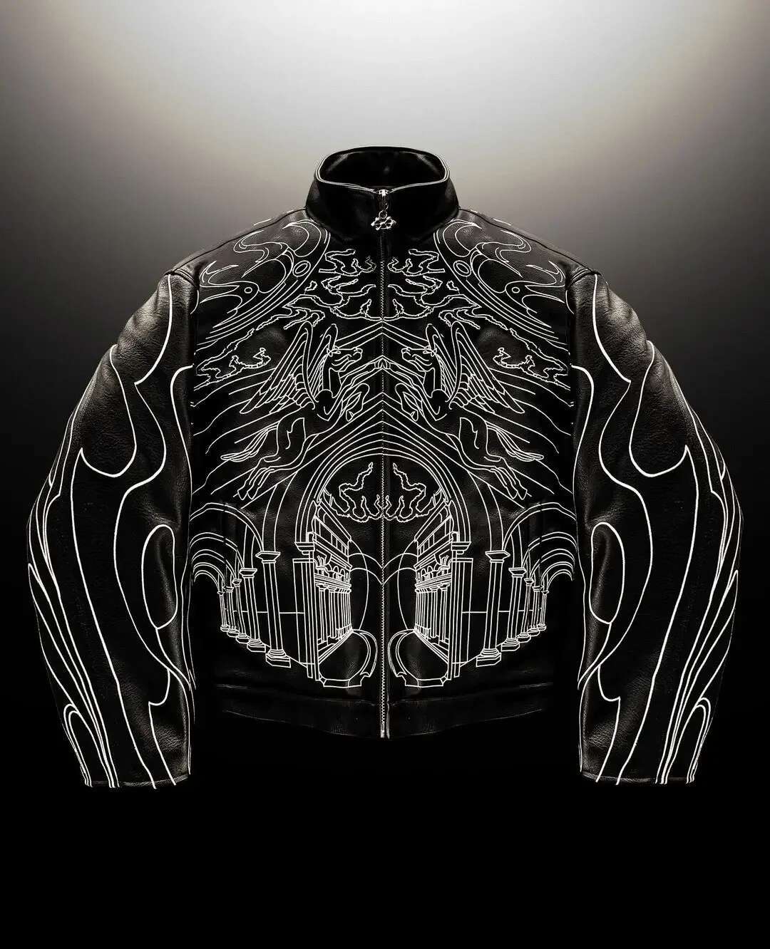 Retro Y2k Gothic Jackets for Men Hip Hop Rock e Letter Pattern Pu Leather Black Thickened Loose Zipper Jacket Coats