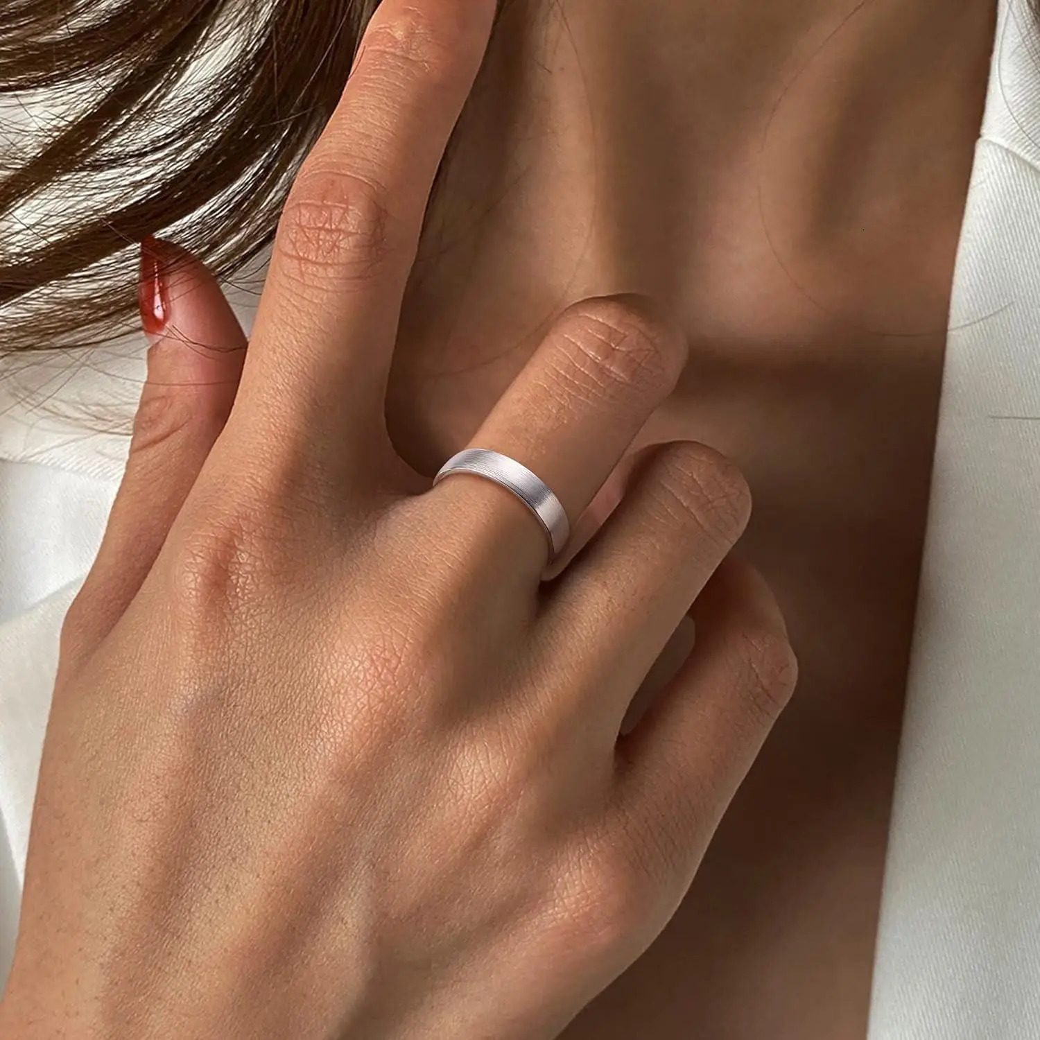 Fansilver Wedding Bands 925 Sterling Silver Ring for Men Silver Dome Brushed Matte Wedding Engagement Band Basic Rings Size 5-11 250218