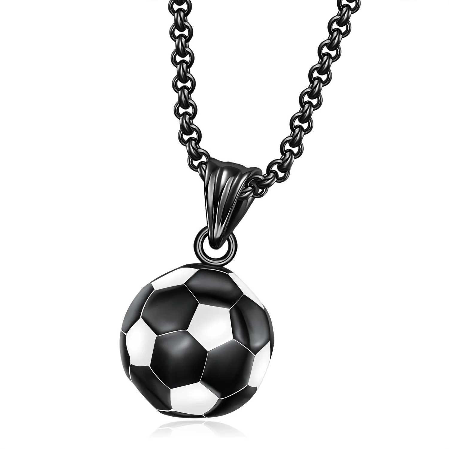 Stainless steel titanium sports football pendant necklace mens text couple friend gift jewelry X250224