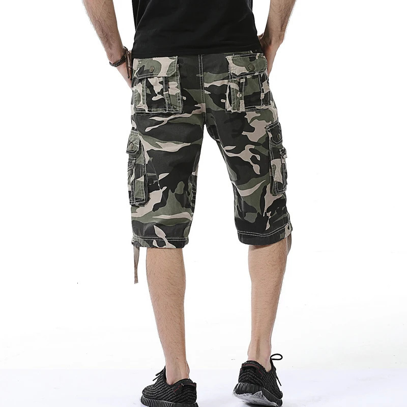 2023 Summer Cargo Shorts Men Camouflage Cotton Casual Knee Length Pants Mens Clothing Comfortable Camo 250214