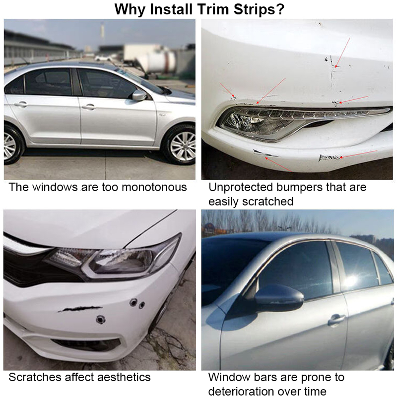 Chrome Body Strip Bumper Door Protector Moulding Styg Sticker Window Car Exterior Trim Accessories