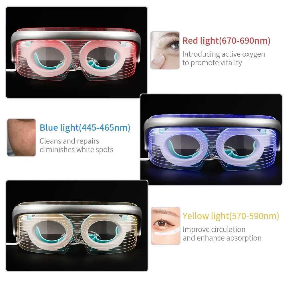 Eye Massager LED Photon Therapy Anti Aging Eye Skin Tightening Hot Compress Vibration Massage Beauty Device Relaxing BlindfoldXJ250224