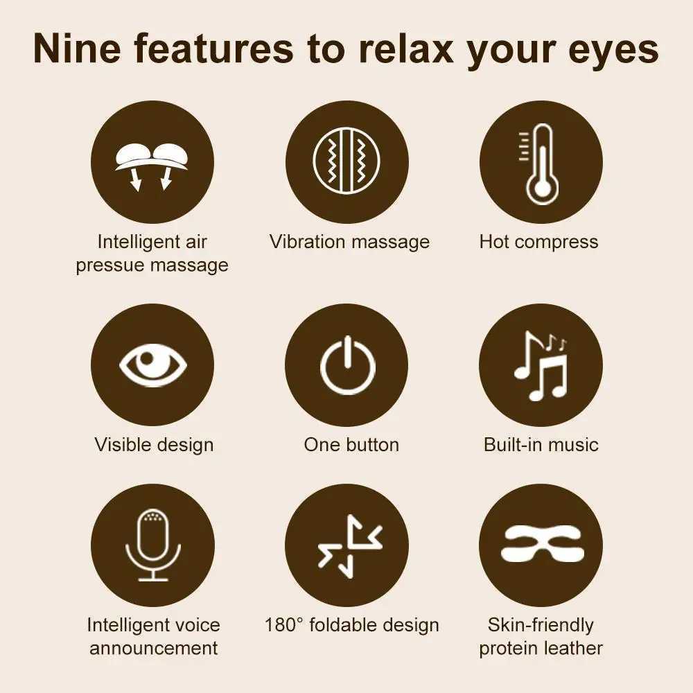 Rechargeable Smart Eye Massager Facial Massager Bluetooth Music Foldable Air Pressure Heating Massage RelaxationXJ250224