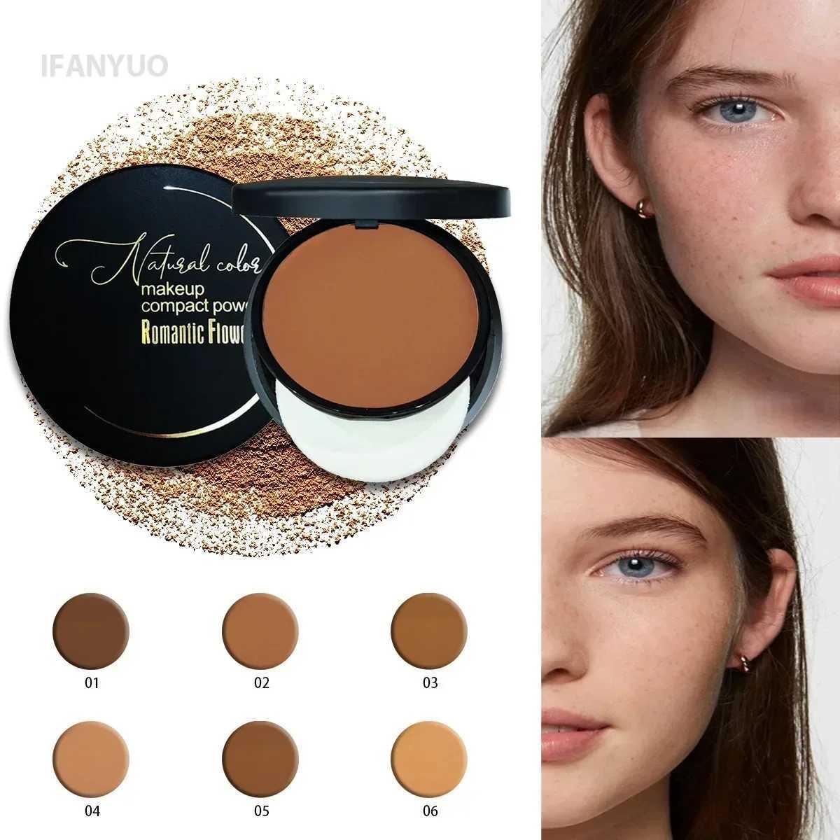 Wheat Bronzing Powder Dark Skin Matte Finish Sweatproof Oil Control Foundation Concealer Contour Palette with Powder Puff MirrorXJ250224