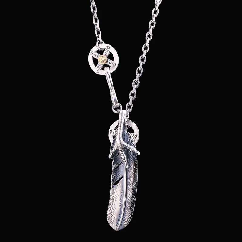 Design Claw Feather Pendant 925 Silver Necklace Hip Hop Style Couple Sweater Chain Exquisite Jewelry Accessories X250224