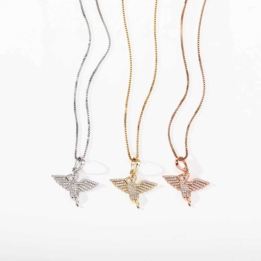 TOPGRILLZ 925 Sterling Silver ub Angel Wings Spread Pendant CZ Micro Pave Pendant In White/w Gold Hip Hop Jewelry Gift X250224