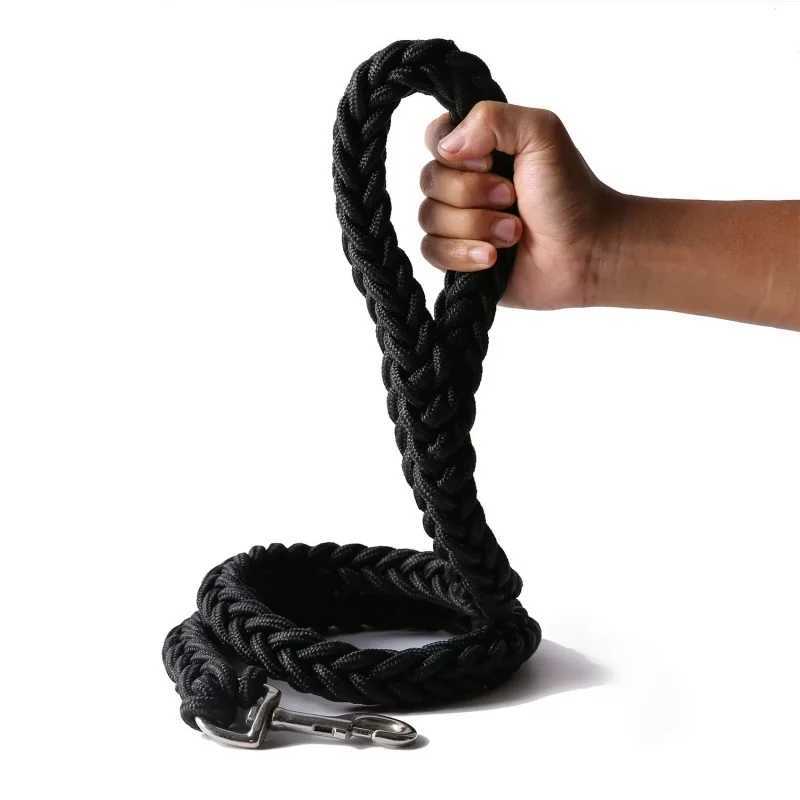 Large Dog Leash Nylon Braided Traction Rope Pet Walking Thick Hand Rope For Bulldog Rottweiler Hound Dogs Accessories Y250704