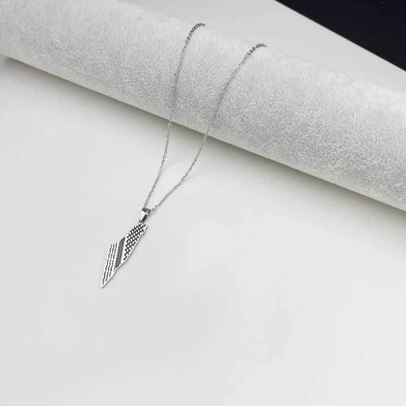 Stainless steel necklace Arabic map scarf Pendant Mens white necklace Middle Eastern accessories Europe and X250224