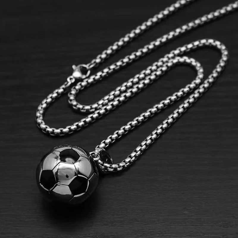 Trendmen Hiphop Rock Rapper Football Soccer Stainless Steel Pendant Necklaces For Men Bro Fashion Metal Clavicle Chain Jewelry X250224
