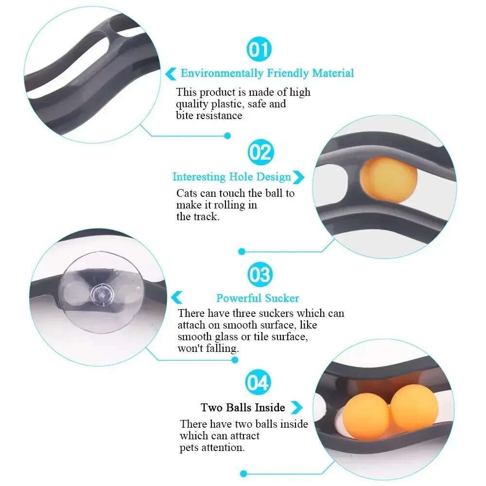 Plastic Sucker Track Ball Pet Accessories Window Table Tennis Adsorption Glass Toy Funny Cat Educational Toys Supply