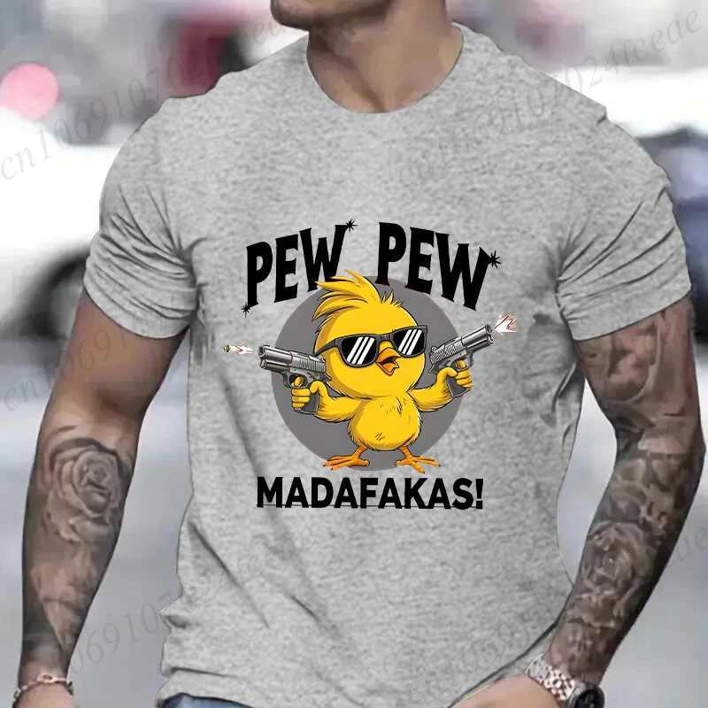 Pew Madafakas Mens T-shirt Cute Chick Fun Graphic Top Summer Short sleeved T-shirt Fashion Street Mens Ultra fine Clothes W250224