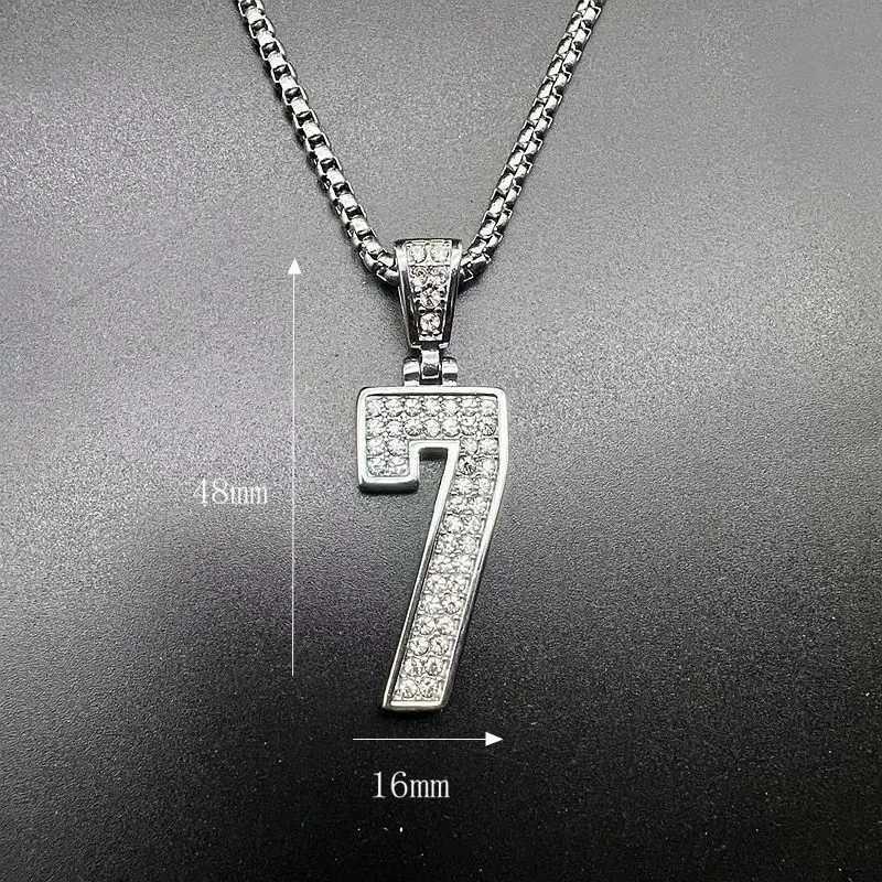 Stainless Steel Titanium Hip Hop Number 7 Bling d Out Pendant Collar Chain Necklace for Men Wen Couple Gift Fashion Jewelry X250224