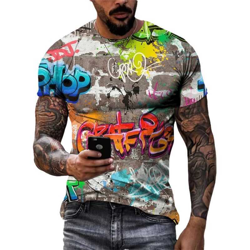 Summer New 3D Printed Graffiti Men T-shirts 2023 Trend Fashion Casual Street Art oversized t shirt Hip Hop harajuku O-neck Tees W250224