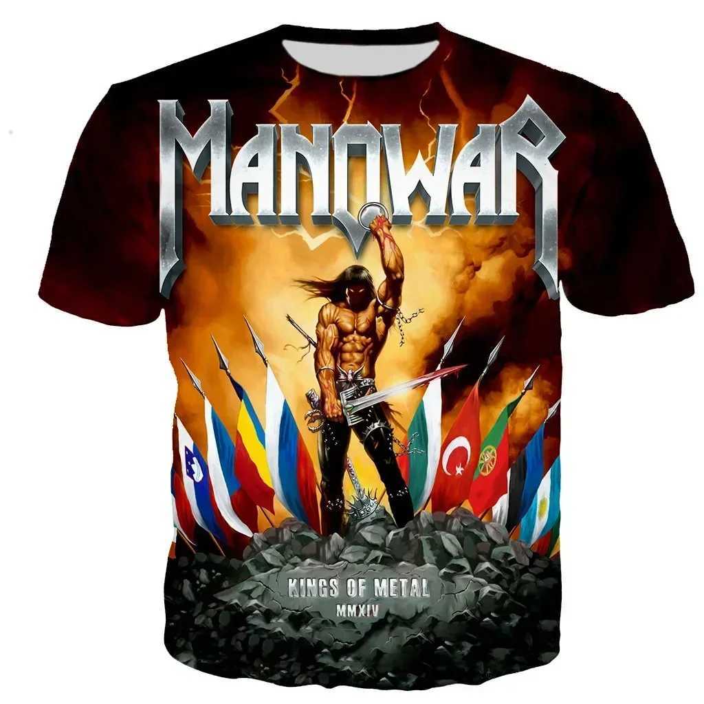 Fashion Manowar T-shirt 3D printed mens short sleeved O-neck T-shirt hip-hop street casual top unisex clothing W250224