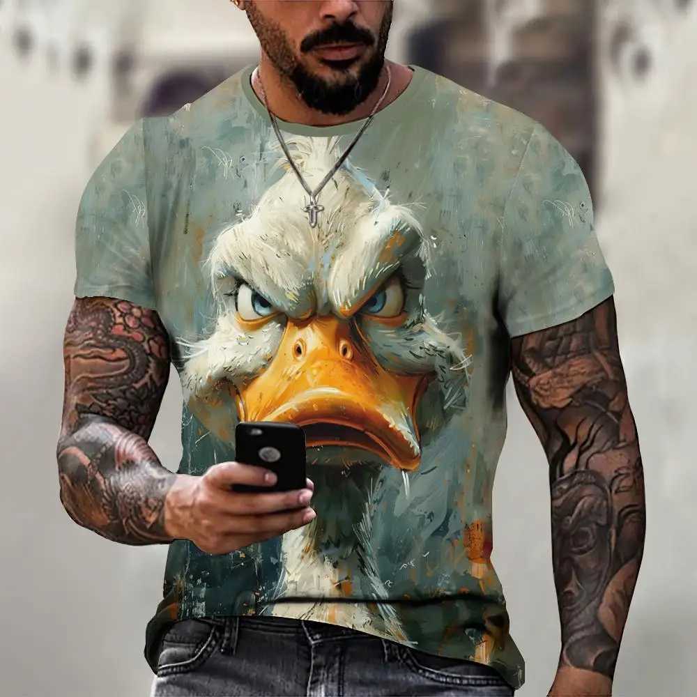 Angry Animal Graphic Mens T-shirt Fashion Large Size Funny 3D Printed Mens T-shirt Pulling Short Sleeve Mens Clothing Top W250224