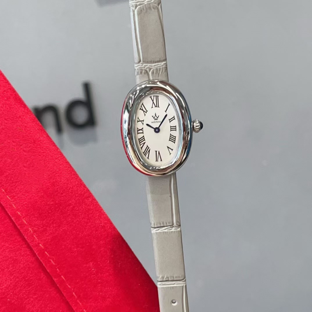 Women's new watch bathtub type blue steel pointer Roman numerals classic Baignoire wristwatch