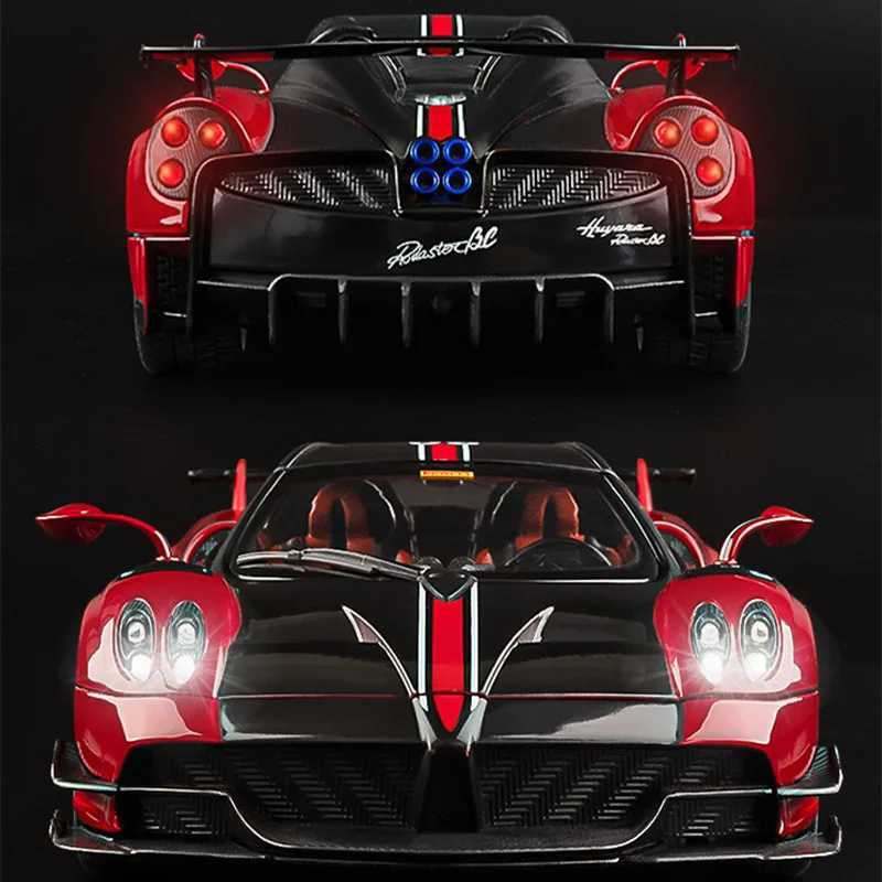 New 1/18 Pagani Huayra BC Alloy Sports Car Model Diecast Metal Racing Car Vehicle Model Sound and Light Simulation Kids Toy Gift Z250224